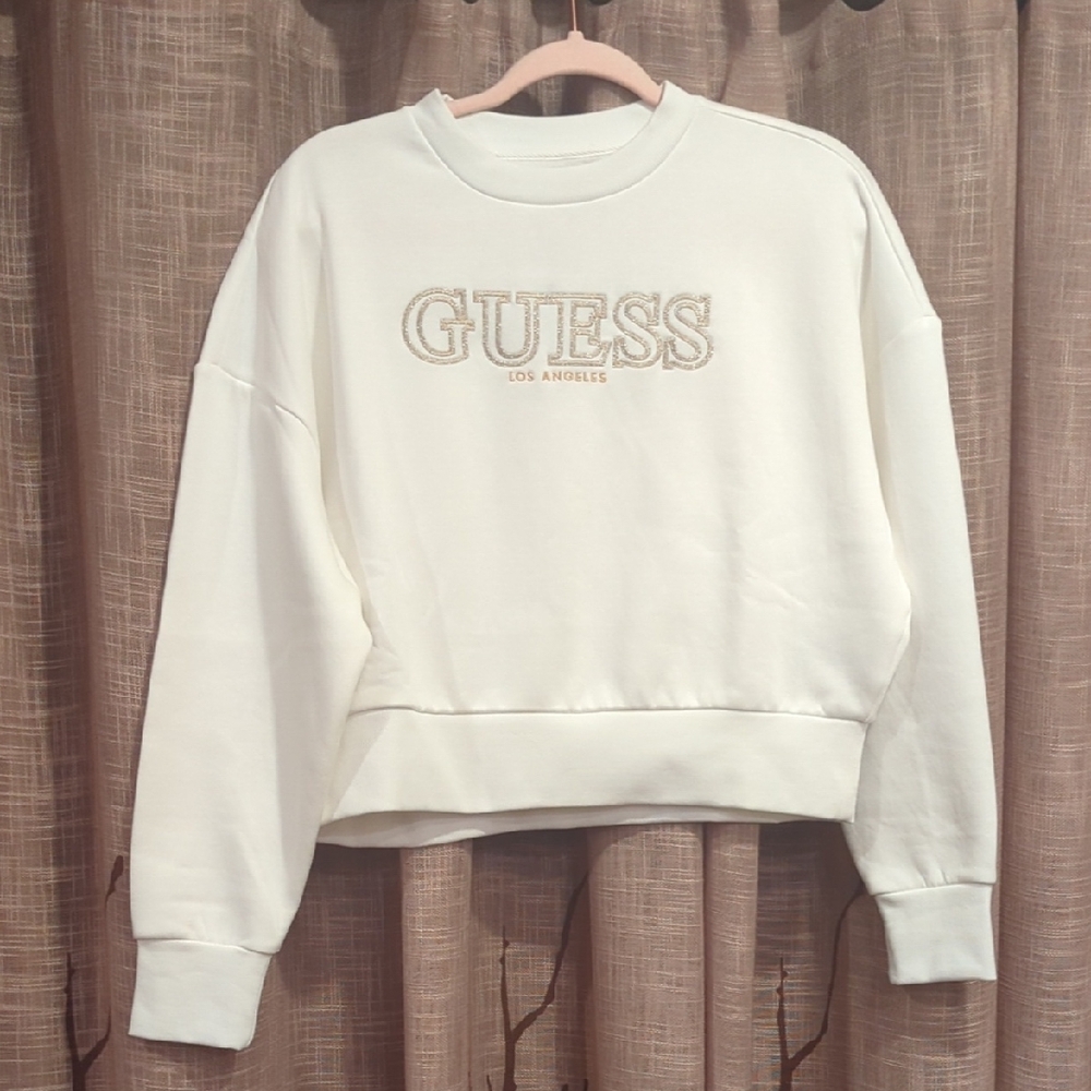GUESS Women's Cream Logo Sweatshirt